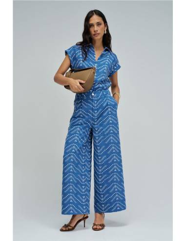 pantalon cropped wide bordados
