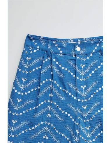 pantalon cropped wide bordados