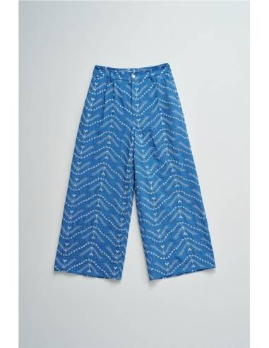 pantalon cropped wide bordados