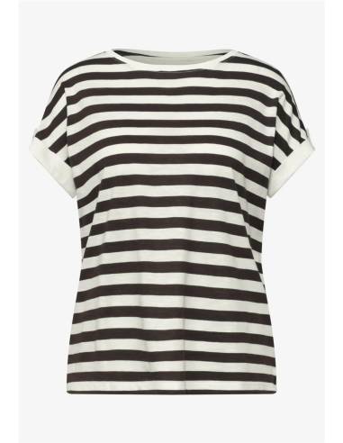 CAMISETA RAYAS BOTON EN MANGA