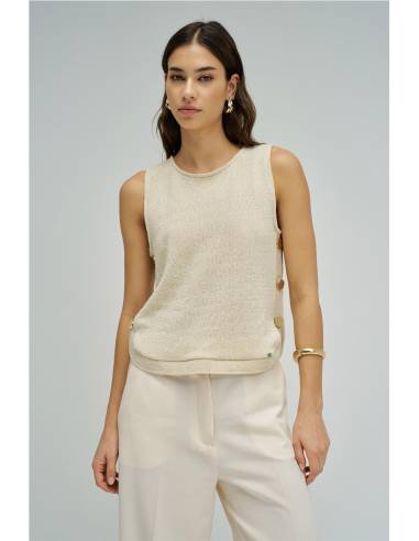 TOP PUNTO LUREX CON BOTONES