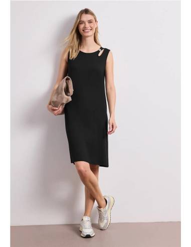 vestido midi aplique hombro