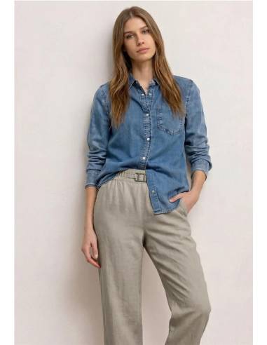 pantalon wide leg lino