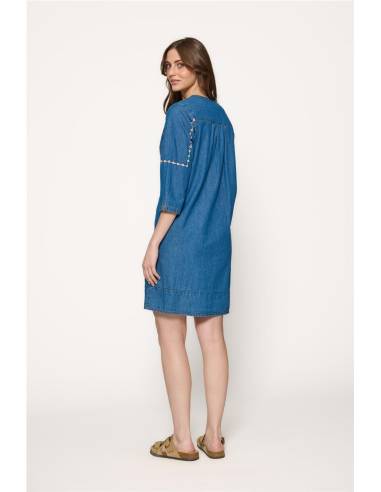 vestido denim bordados