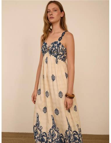 VESTIDO LARGO ESTAM TIRANTE