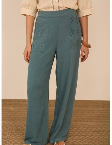 PANTALON BOLSILLOS BORDADOS