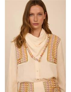 BLUSA BIMATERIA CON PAÑUELO