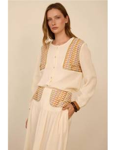 BLUSA BIMATERIA CON PAÑUELO 2