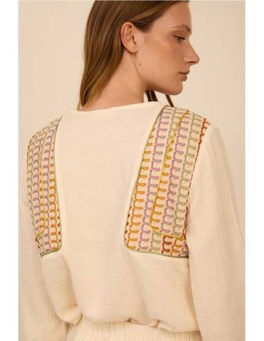 BLUSA BIMATERIA CON PAÑUELO