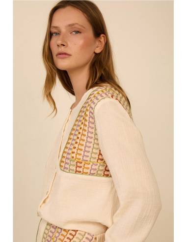 BLUSA BIMATERIA CON PAÑUELO