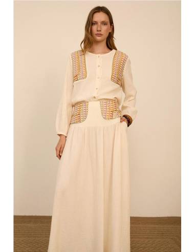 BLUSA BIMATERIA CON PAÑUELO