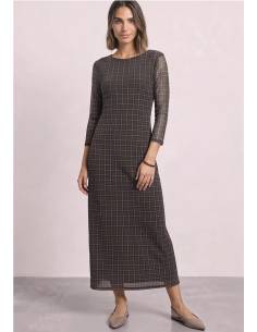 vestido midi cuadros