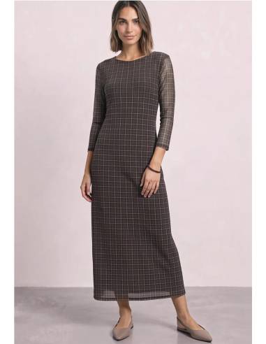 vestido midi cuadros