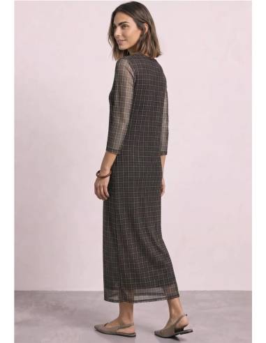 vestido midi cuadros