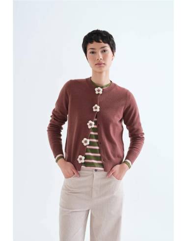 CHAQUETA PUNTO BOTON FLOR