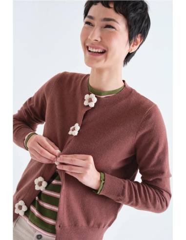 CHAQUETA PUNTO BOTON FLOR
