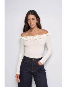 TOP M/L APLIQUES FLORALES