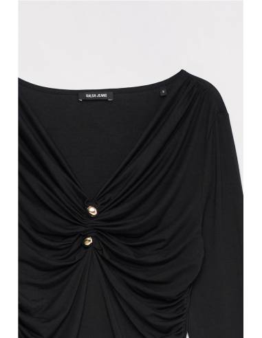 TOP M/L CON APLIQUE EN ESCOTE